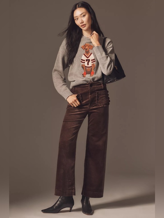 Maeve Pants - The Colette Crop Wide-Leg Trousers by Maeve: Corduroy Scallop Pocket Edition 28